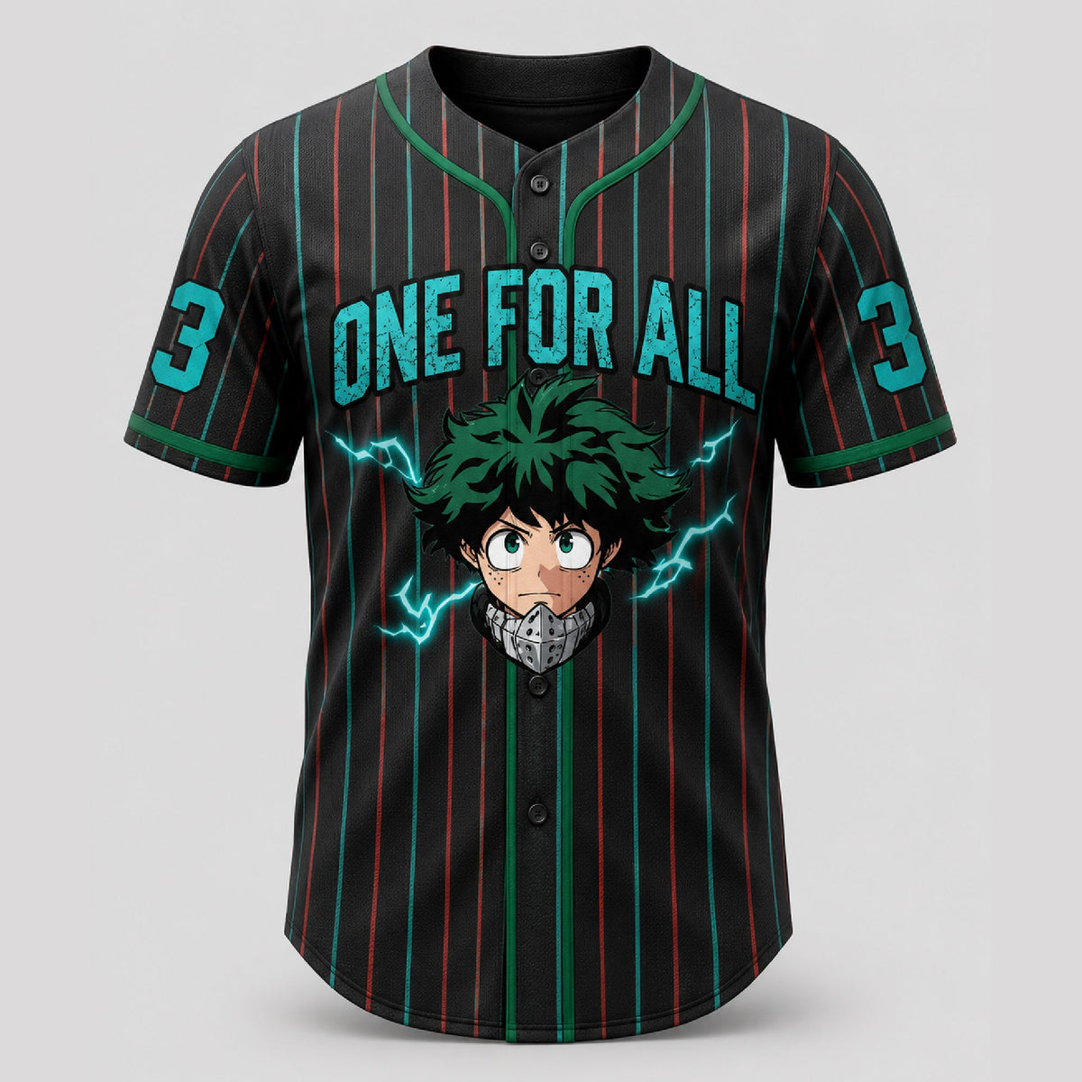 Custom Green Hero Baseball Jersey, Anime Academy Inspired Personalized Shirt - Custom Fan Apparel Image 2