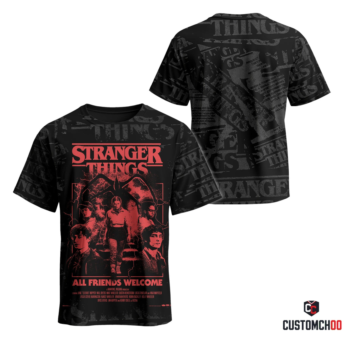 Stranger Things Black Graphic Hoodie, Upside Down Shirt, All Friends Welcome Sweatshirt, Horror Polo, Zip Hoodie, T-Shirt