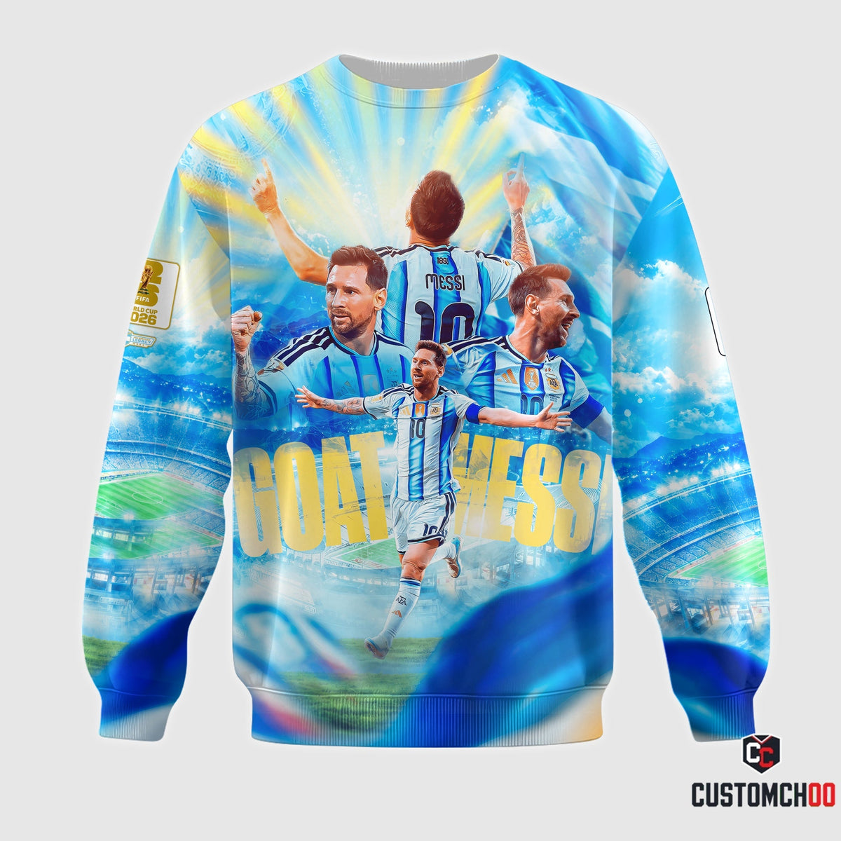 Argentina GOAT Soccer Graphic Hoodie, Football Legend Sweatshirt, Blue Champion T-Shirt, Zip Hoodie & Polo Fan Shirt