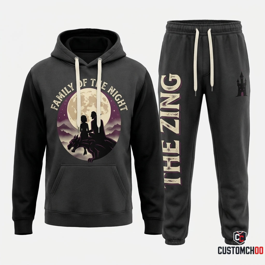 FAMILY OF THE NIGHT - Hotel Transylvania Spooky Monsters Hoodie & Pants Set - Vintage Cartoon Streetwear