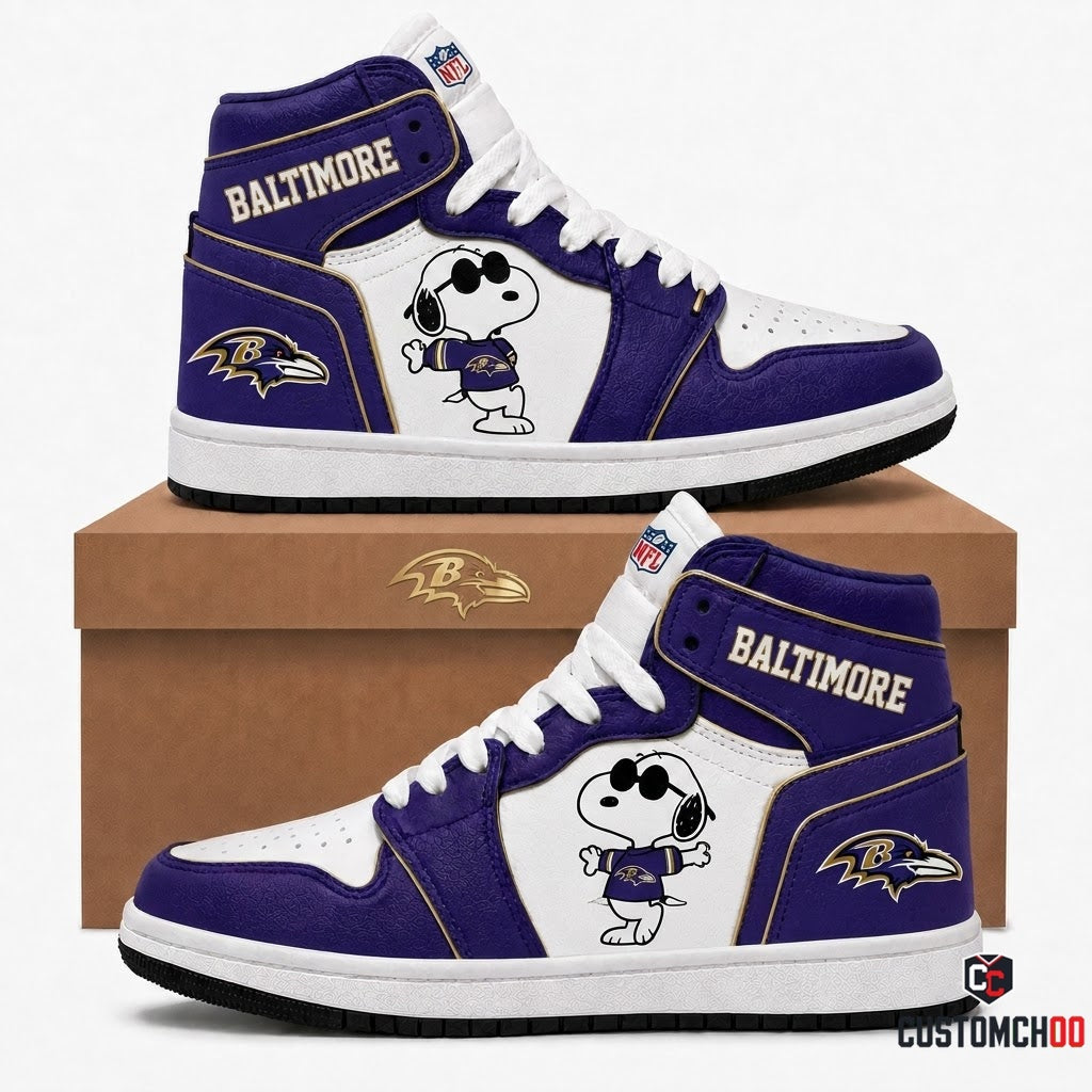 Baltimore Ravens - Snoopy NFL 32-Team Fan Sneakers | All 32 Football Teams Available