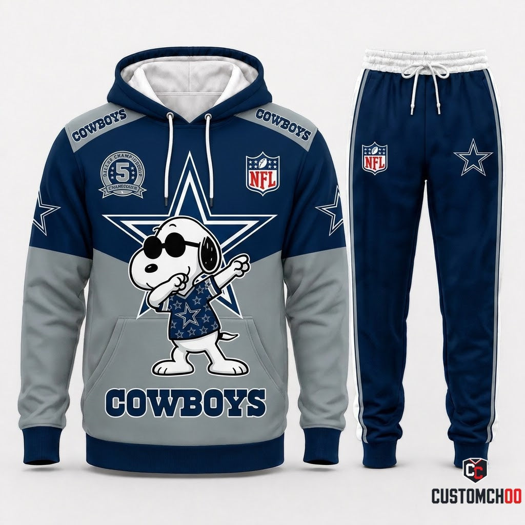 Dallas Cowboys - Snoopy NFL 32-Team Fan Tracksuit Set — Hoodie & Jogger Pants