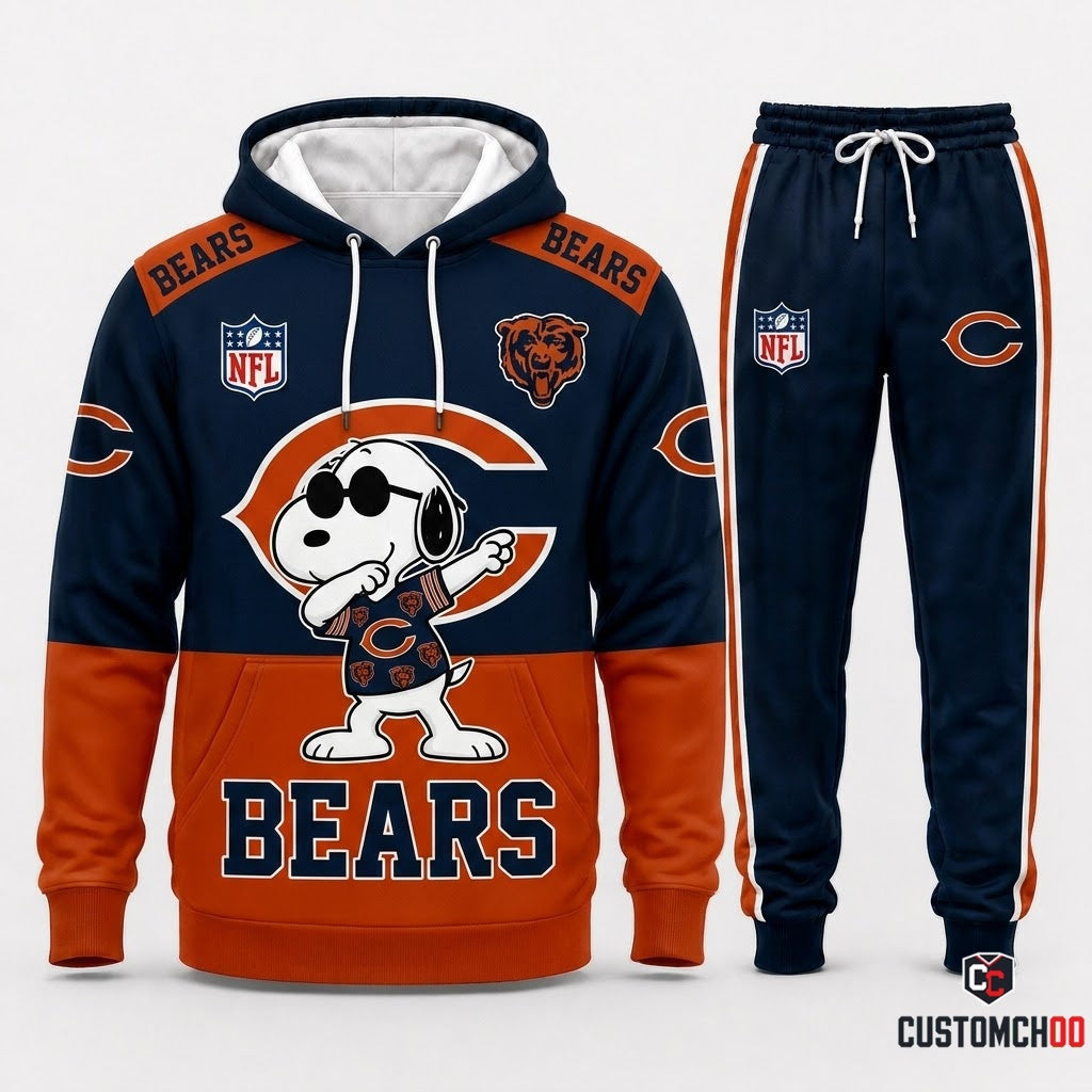 Chicago Bears - Snoopy NFL 32-Team Fan Tracksuit Set — Hoodie & Jogger Pants