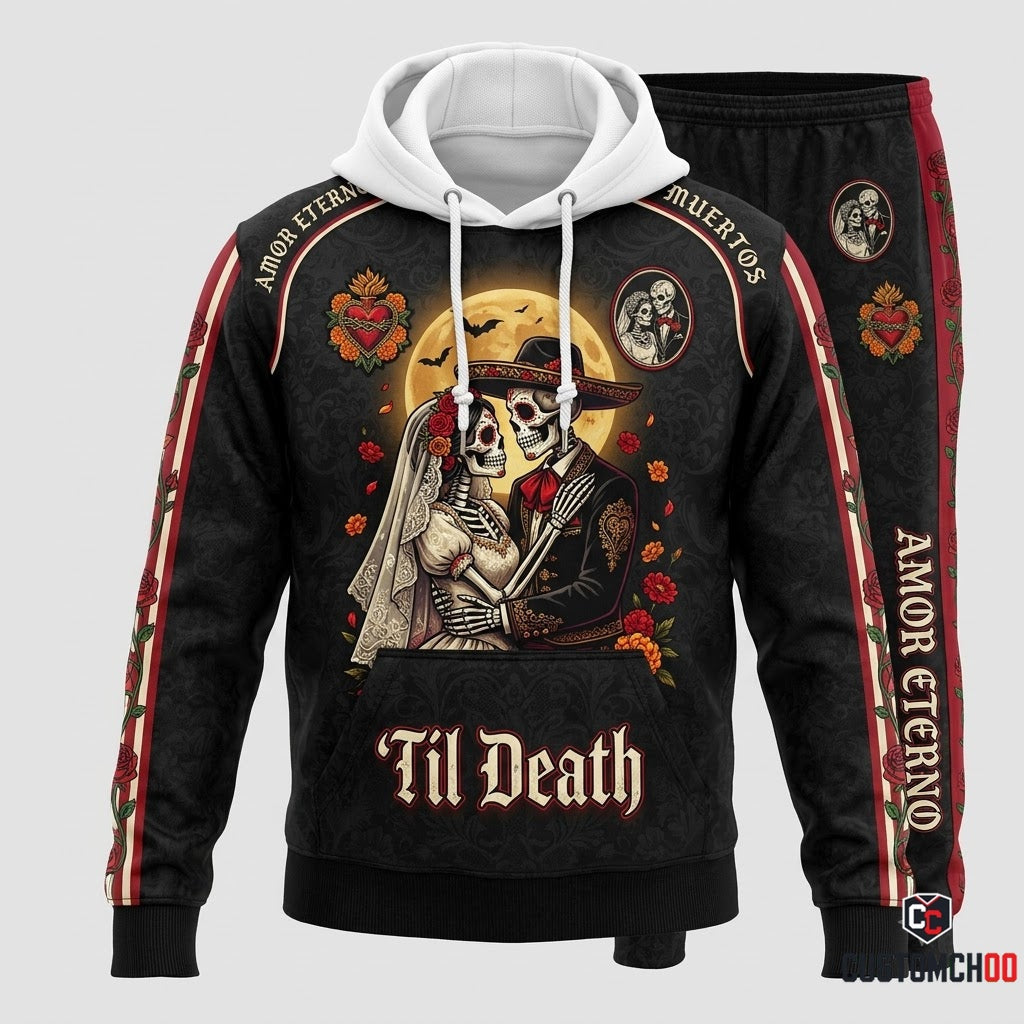 Eternal Lovers - Dia de los Muertos x Halloween Spooky Fiesta Tracksuit Set - Hoodie & Jogger Pants (tracksuit hoodie and jogger pants set)