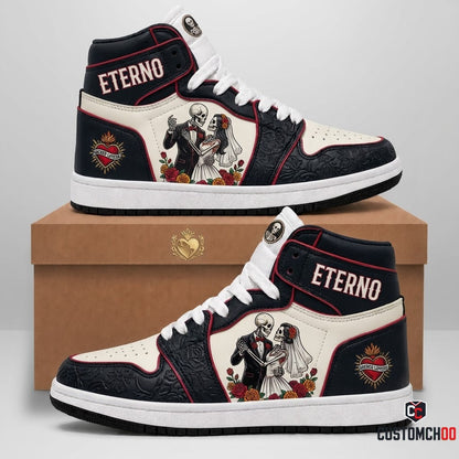 Eternal Lovers - Dia de los Muertos x Halloween Spooky Fiesta Canvas High Top Sneakers (high top canvas sneakers)