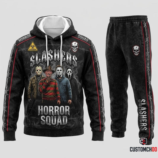 Classic Four - Horror Slashers Squad All-Stars Tracksuit Set - Hoodie & Jogger Pants (horror slasher squad team tracksuit set)