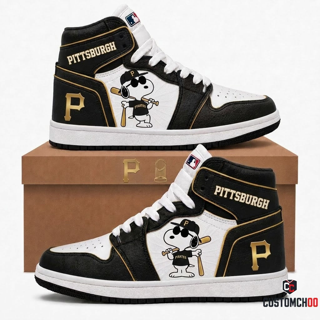 Pittsburgh Pirates - Snoopy MLB 30-Team Fan Canvas High Top Sneakers (Snoopy baseball fan canvas high top sneakers)