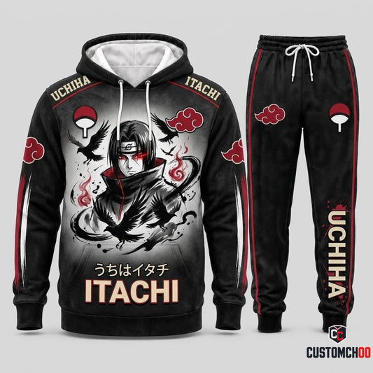 Itachi Uchiha Anime Tracksuit Set - Hoodie & Jogger Pants - 01. Sumie