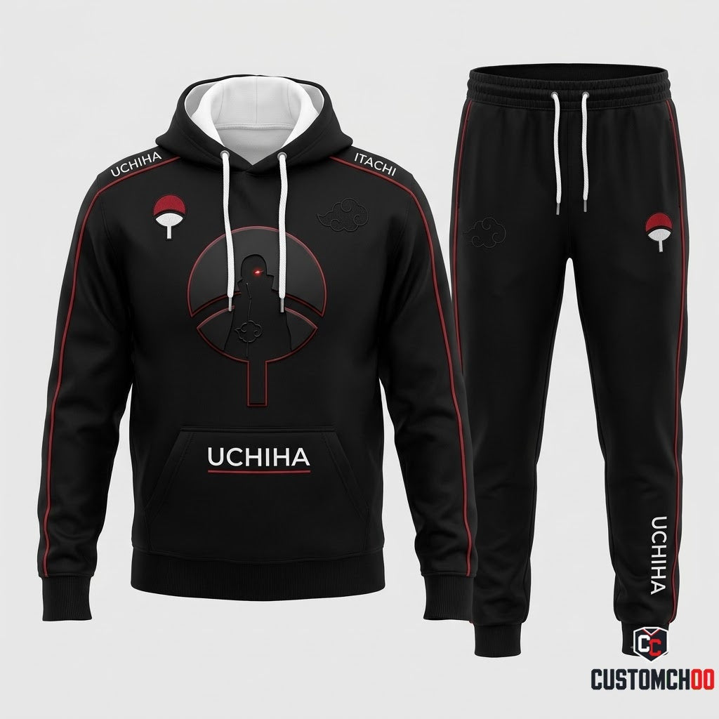 Itachi Uchiha Anime Tracksuit Set - Hoodie & Jogger Pants - 05. Clan Minimalist