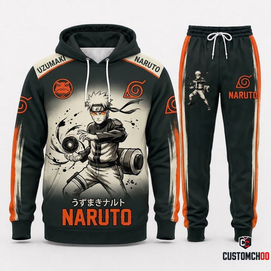 Naruto Uzumaki Anime Tracksuit Set - Hoodie & Jogger Pants - 01. Sumie Sage