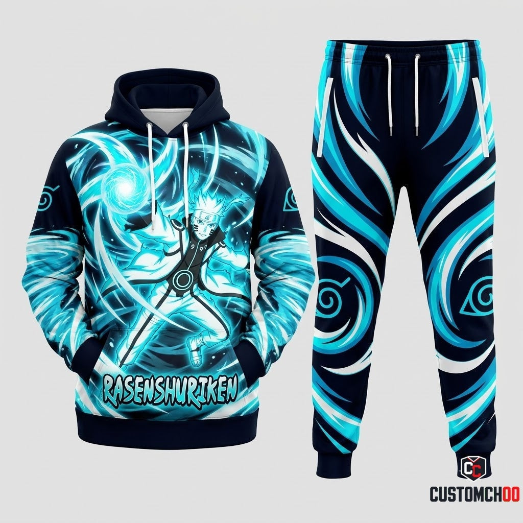 Naruto Uzumaki Anime Tracksuit Set - Hoodie & Jogger Pants - 07. Rasenshuriken Blast