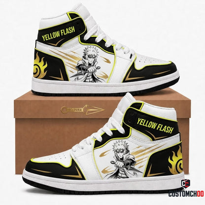 Minato Namikaze Anime Canvas High Top Sneakers - 01. Sumie Yellowflash
