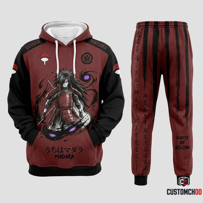 Madara Uchiha Anime Tracksuit Set - Hoodie & Jogger Pants - 01. Sumie Warrior