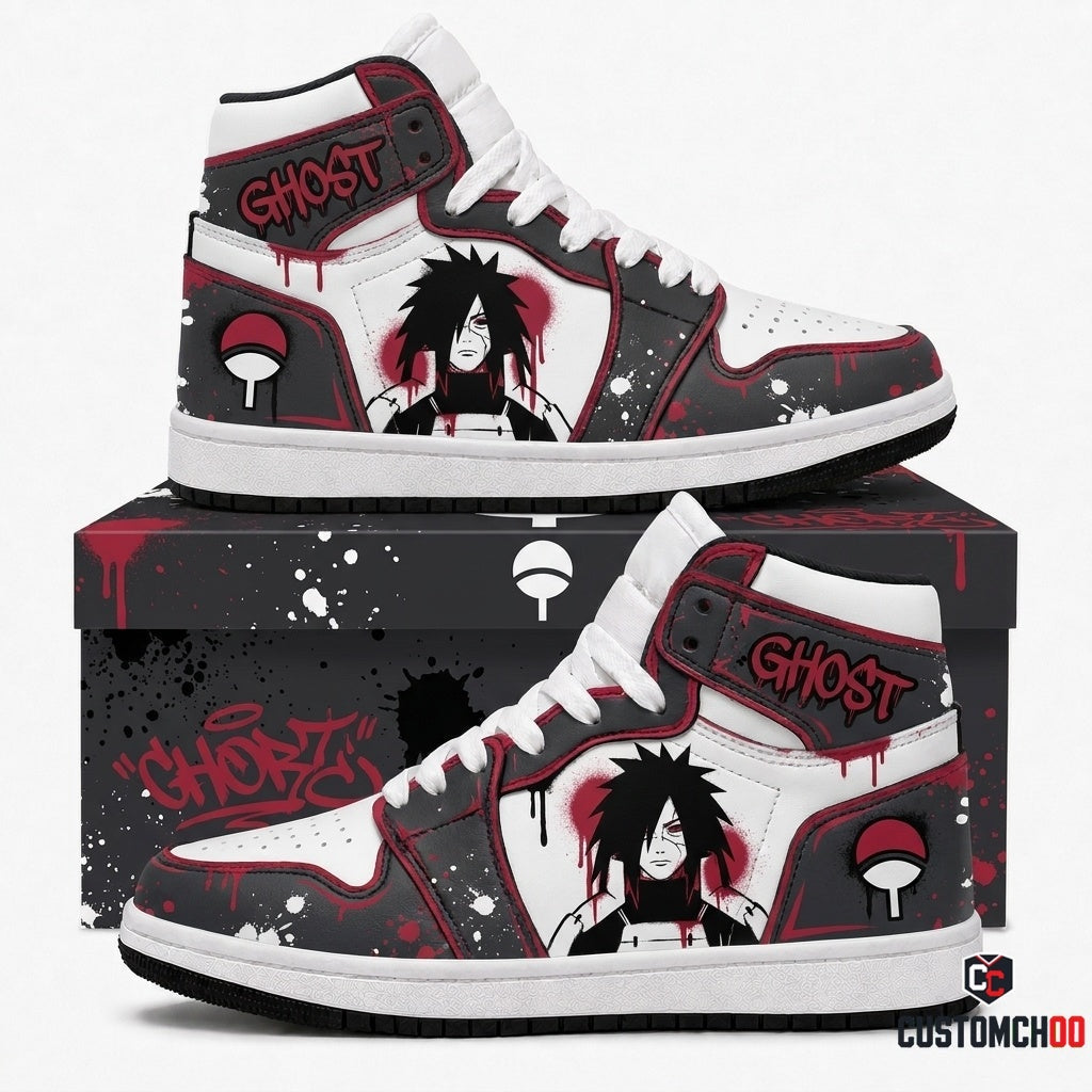 Madara Uchiha Anime Canvas High Top Sneakers - 08. Street Graffiti