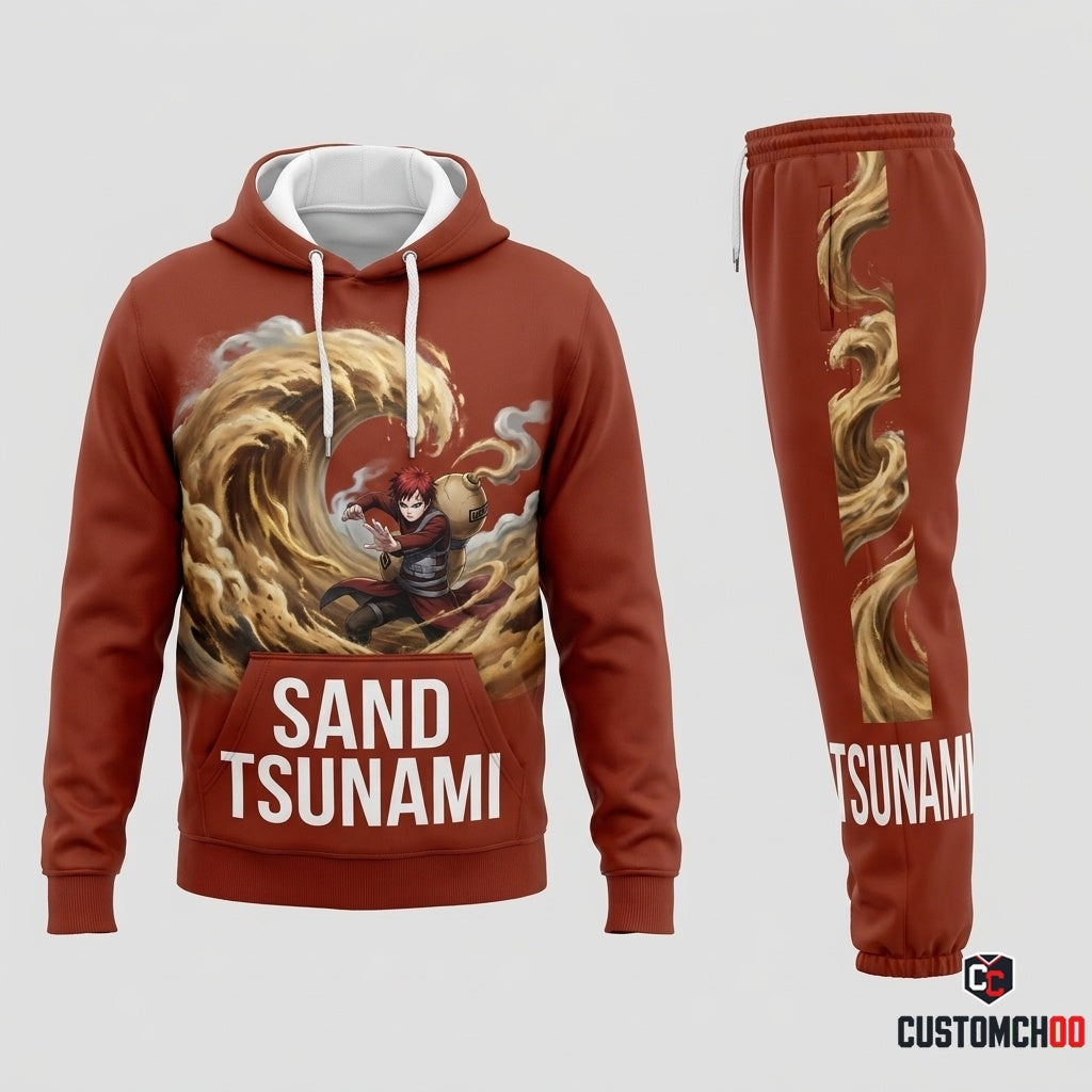 Gaara of the Sand Anime Tracksuit Set - Hoodie & Jogger Pants - 07. Sandtsunami Blast