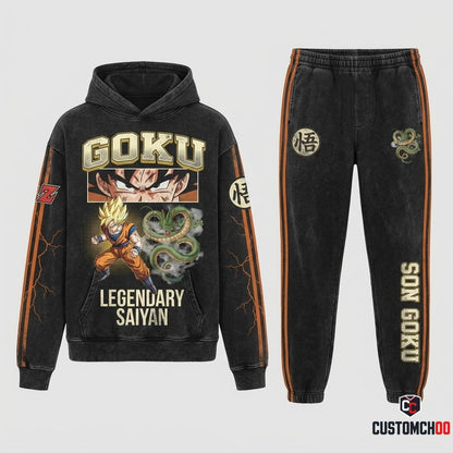Son Goku Ultra Instinct Anime Tracksuit Set - Hoodie & Jogger Pants - 03. Vintage Bootleg