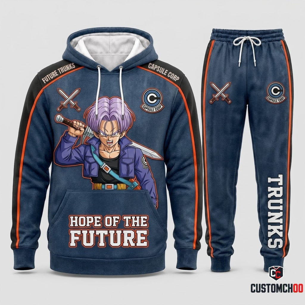 Future Trunks Sword Anime Tracksuit Set - Hoodie & Jogger Pants - 01. Capsule Denim Sword