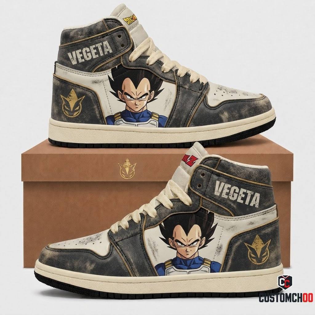 Vegeta Saiyan Prince Anime Canvas High Top Sneakers - 06. Vintage Bootleg