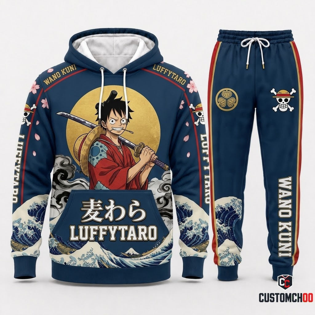 Monkey D. Luffy Gear 5 Anime Tracksuit Set - Hoodie & Jogger Pants - 03. Wano Ukiyoe
