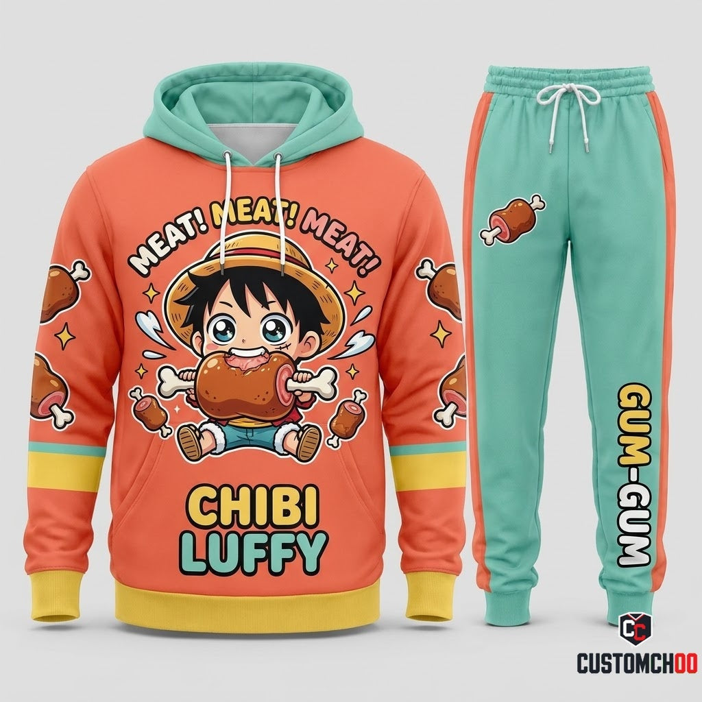 Monkey D. Luffy Gear 5 Anime Tracksuit Set - Hoodie & Jogger Pants - 08. Chibi Pop