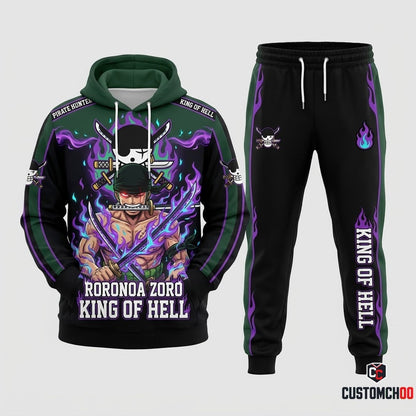 Roronoa Zoro King of Hell Anime Tracksuit Set - Hoodie & Jogger Pants - 01. Awakening