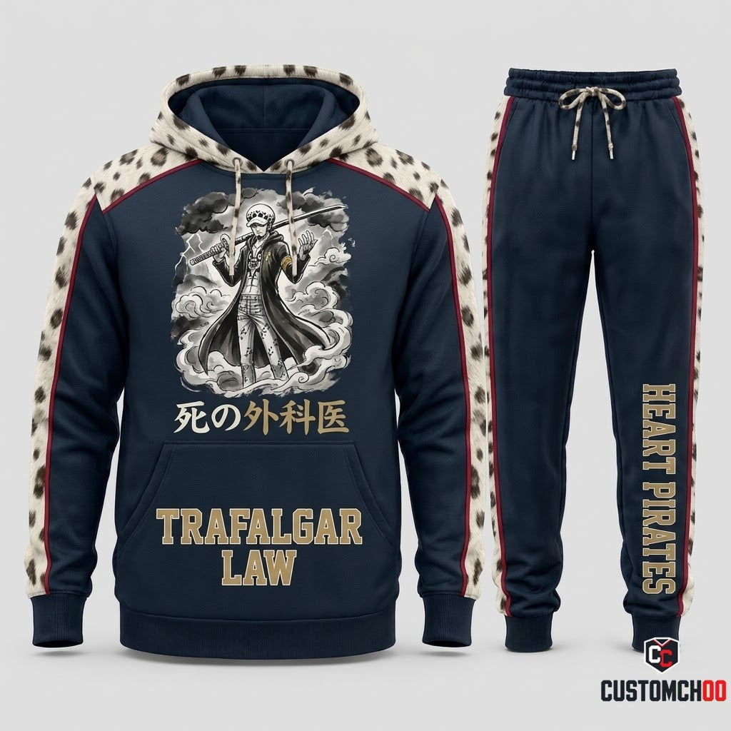 Trafalgar D. Water Law Anime Tracksuit Set - Hoodie & Jogger Pants - 03. Wano Ukiyoe