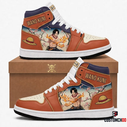Portgas D. Ace Fire Fist Anime Canvas High Top Sneakers - 03. Wano Ukiyoe