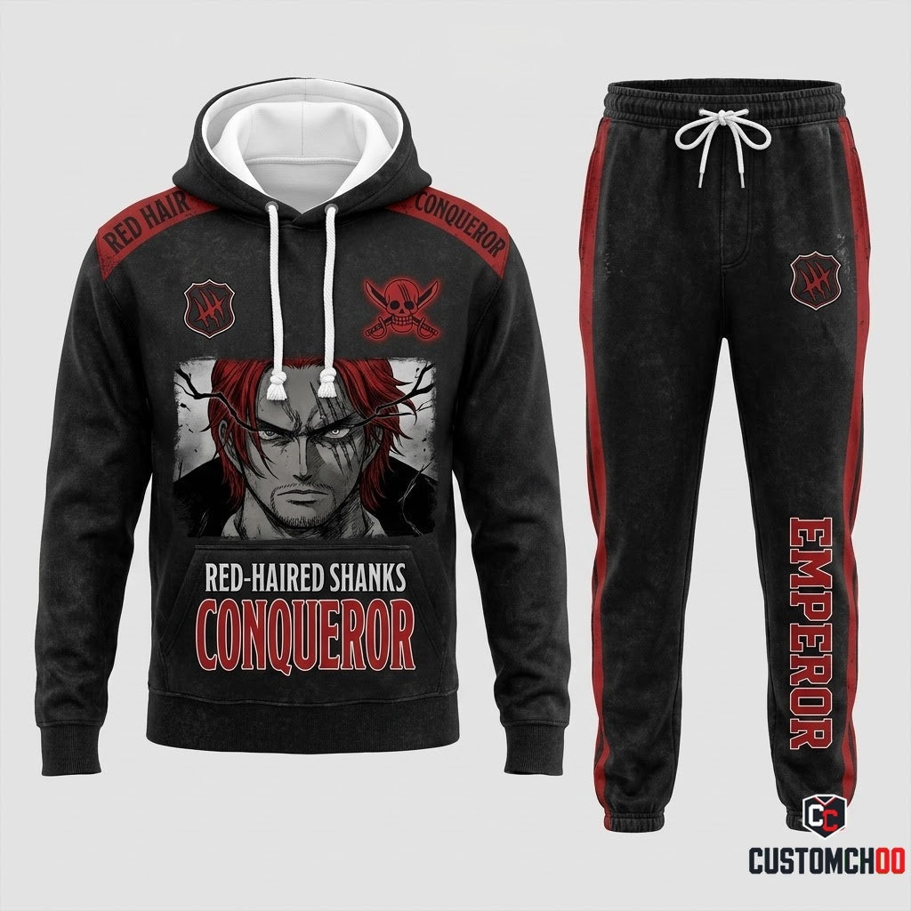 Red-Haired Shanks Emperor Anime Tracksuit Set - Hoodie & Jogger Pants - 02. Dark Hypebeast