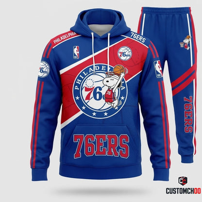 Snoopy NBA 30-Team Slam Dunk Edition Tracksuit Set - Hoodie & Jogger Pants - Philadelphia 76ers