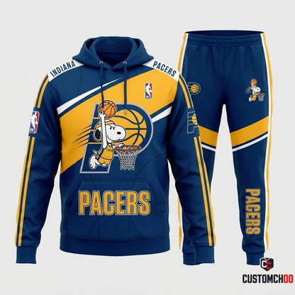 Snoopy NBA 30-Team Slam Dunk Edition Tracksuit Set - Hoodie & Jogger Pants - Indiana Pacers