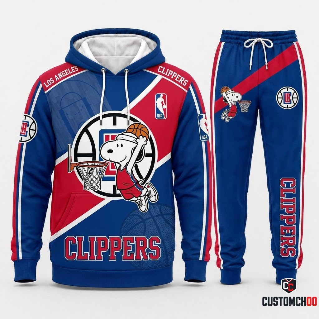 Snoopy NBA 30-Team Slam Dunk Edition Tracksuit Set - Hoodie & Jogger Pants - LA Clippers
