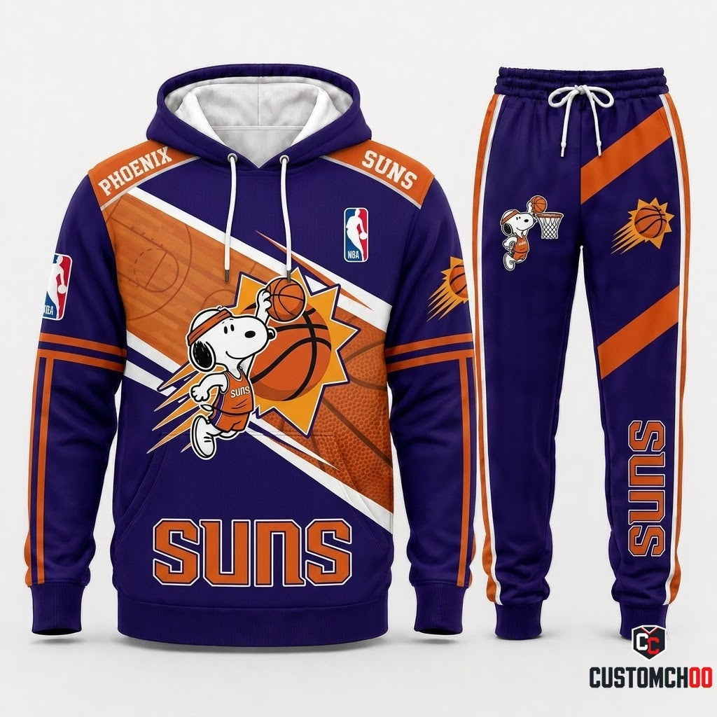 Snoopy NBA 30-Team Slam Dunk Edition Tracksuit Set - Hoodie & Jogger Pants - Phoenix Suns