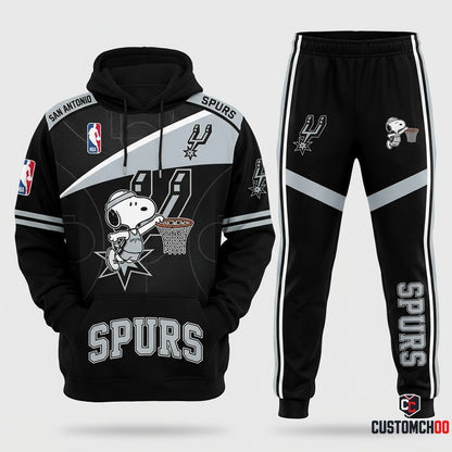 Snoopy NBA 30-Team Slam Dunk Edition Tracksuit Set - Hoodie & Jogger Pants - San Antonio Spurs