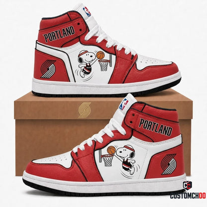 Snoopy NBA 30-Team Slam Dunk Edition Canvas High Top Sneakers - Portland Trail Blazers