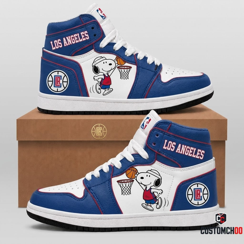 Snoopy NBA 30-Team Slam Dunk Edition Canvas High Top Sneakers - LA Clippers