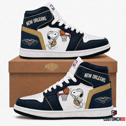 Snoopy NBA 30-Team Slam Dunk Edition Canvas High Top Sneakers - New Orleans Pelicans