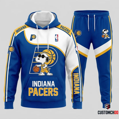 Snoopy NBA 30-Team Crossover Edition Tracksuit Set - Hoodie & Jogger Pants - Indiana Pacers
