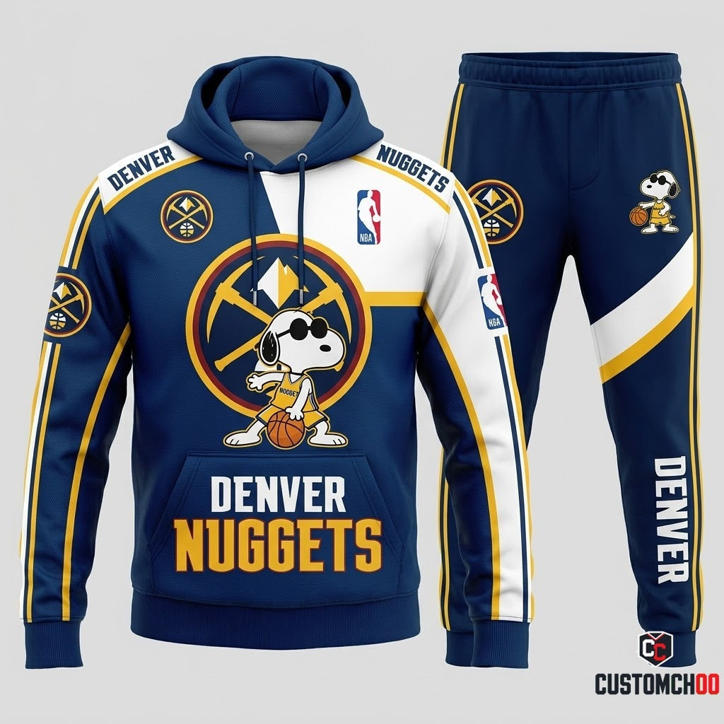 Snoopy NBA 30-Team Crossover Edition Tracksuit Set - Hoodie & Jogger Pants - Denver Nuggets