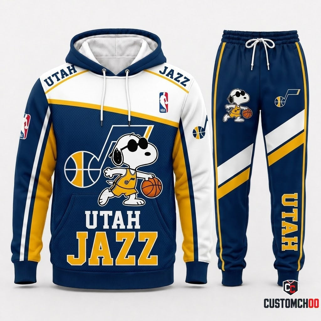 Snoopy NBA 30-Team Crossover Edition Tracksuit Set - Hoodie & Jogger Pants - Utah Jazz