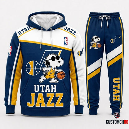 Snoopy NBA 30-Team Crossover Edition Tracksuit Set - Hoodie & Jogger Pants - Utah Jazz
