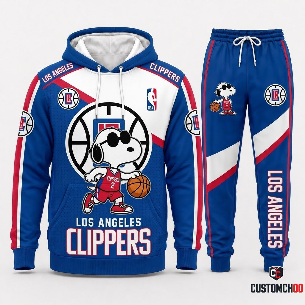 Snoopy NBA 30-Team Crossover Edition Tracksuit Set - Hoodie & Jogger Pants - LA Clippers
