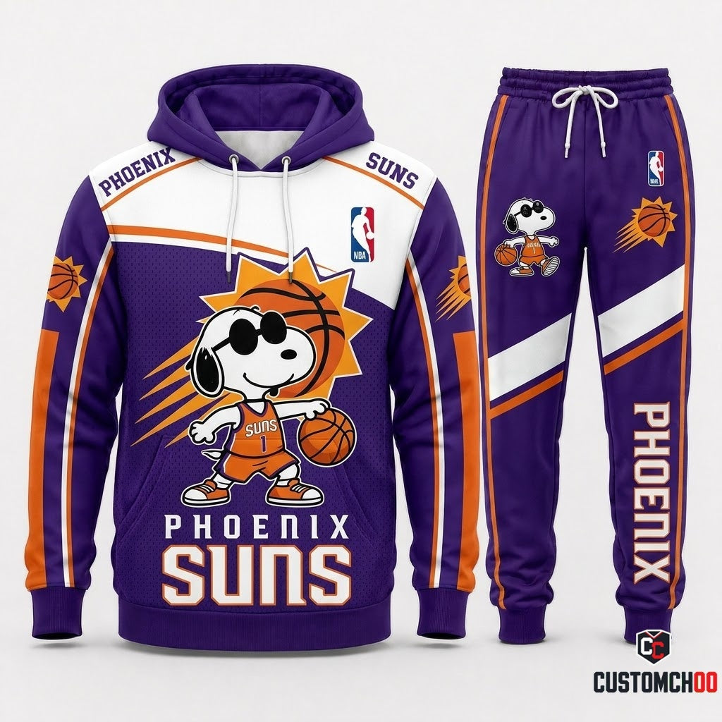 Snoopy NBA 30-Team Crossover Edition Tracksuit Set - Hoodie & Jogger Pants - Phoenix Suns