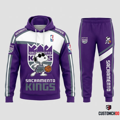 Snoopy NBA 30-Team Crossover Edition Tracksuit Set - Hoodie & Jogger Pants - Sacramento Kings