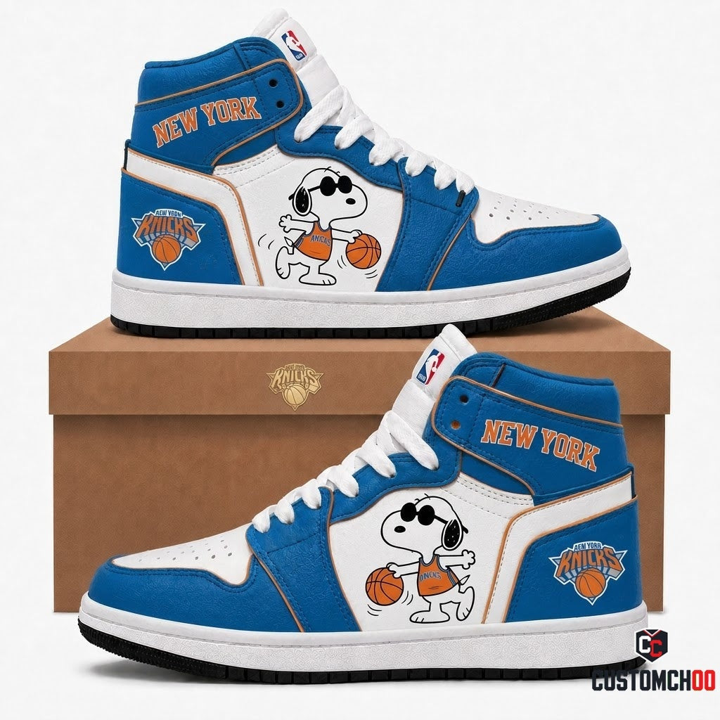 Snoopy NBA 30-Team Crossover Edition Canvas High Top Sneakers - New York Knicks