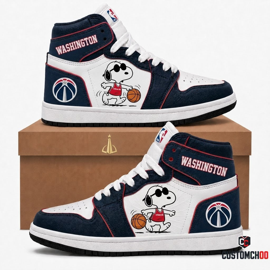 Snoopy NBA 30-Team Crossover Edition Canvas High Top Sneakers - Washington Wizards