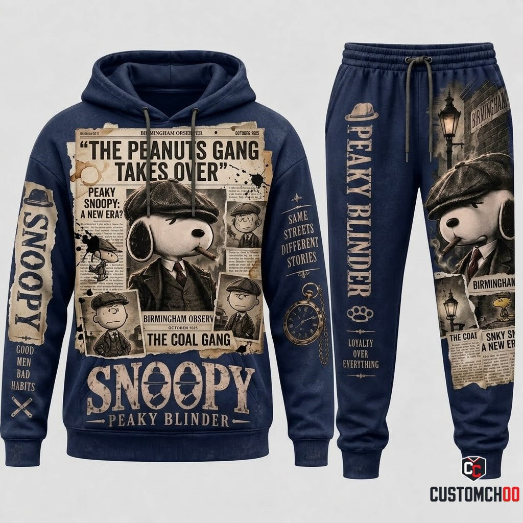 Limited Edition Snoopy Peaky Blinder Hoodie & Sweatpants Set