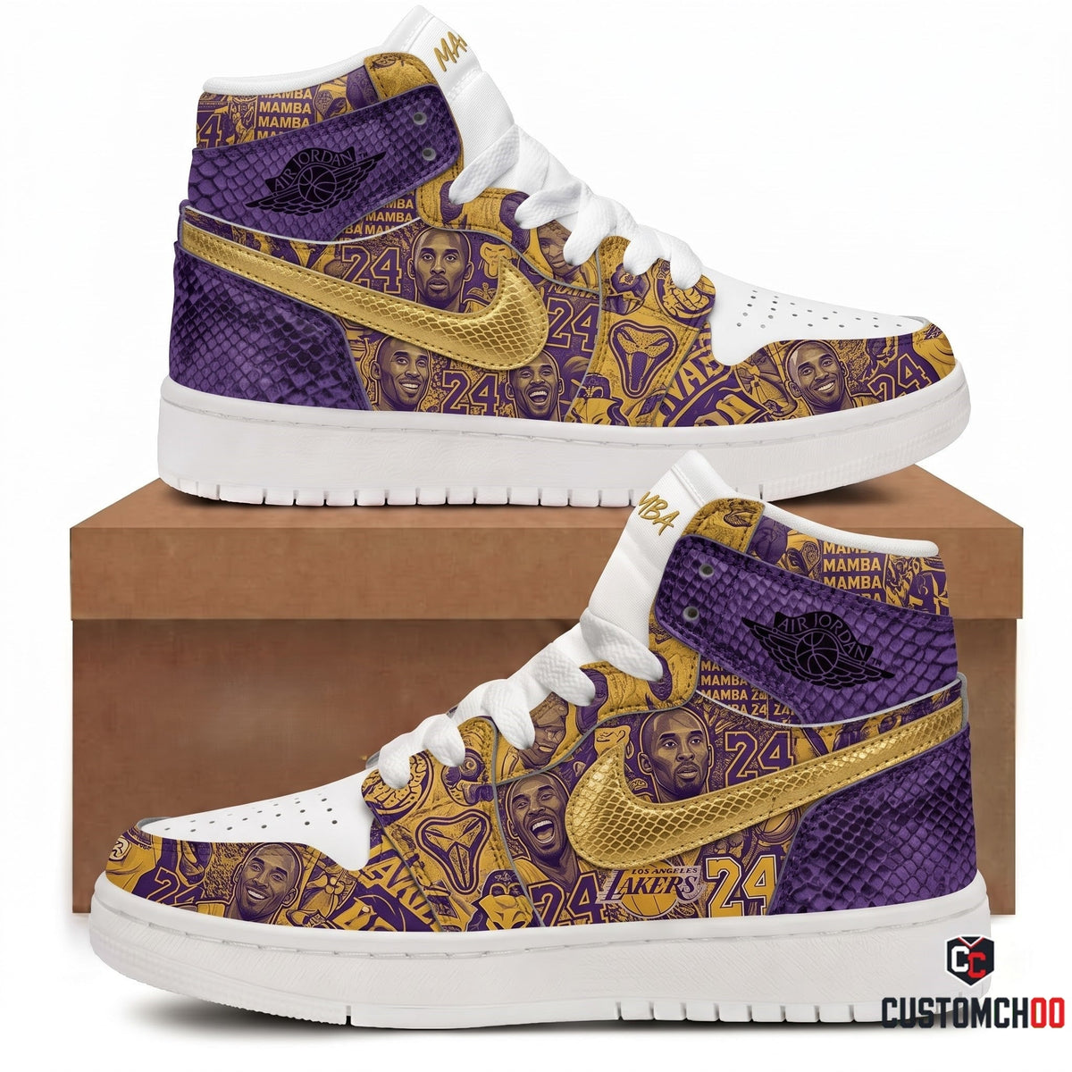 Limited Edition Purple Gold Mamba Mentality High Top Sneakers