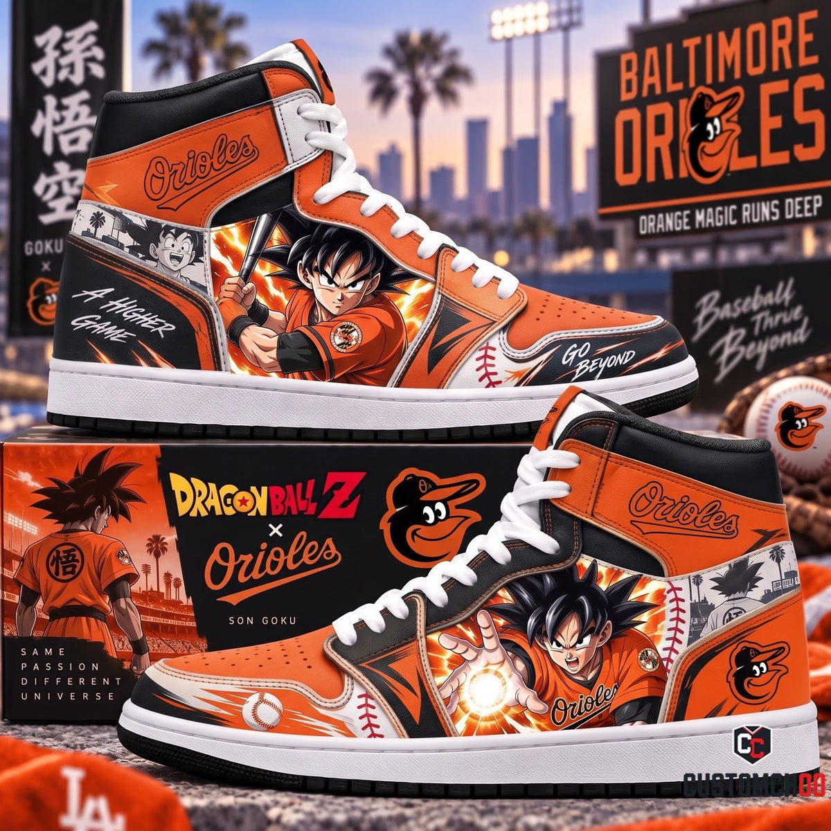Son Goku x MLB Baseball Fan High Top Sneakers | All 30 Teams Available