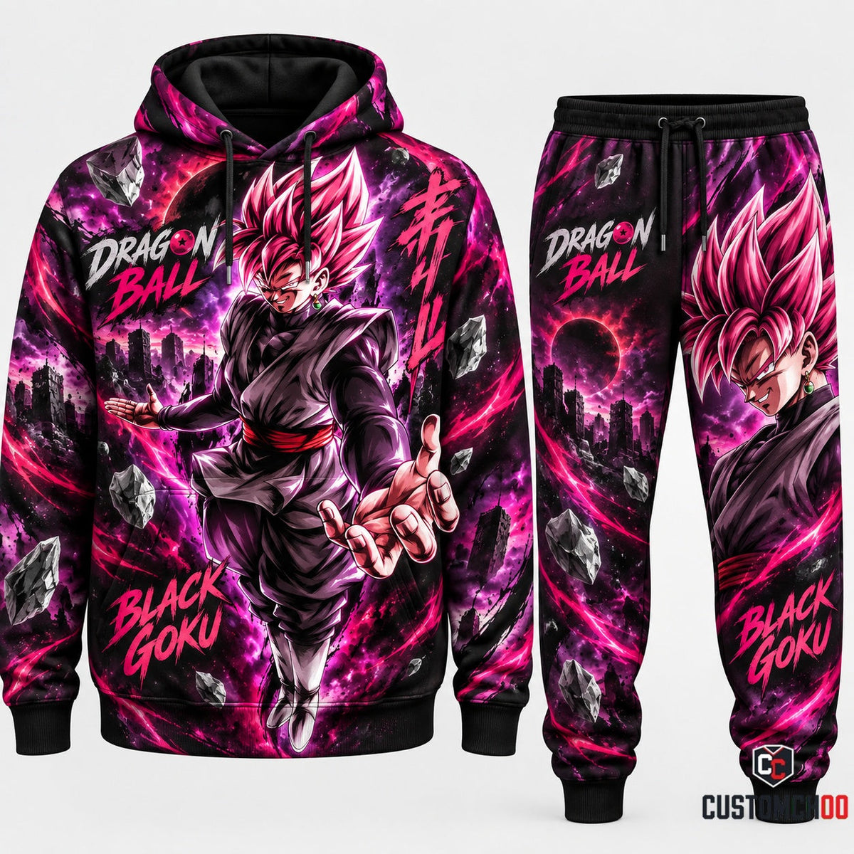 Black Goku Transformation Fan Set — Dragon Ball Hoodie & Sweatpants