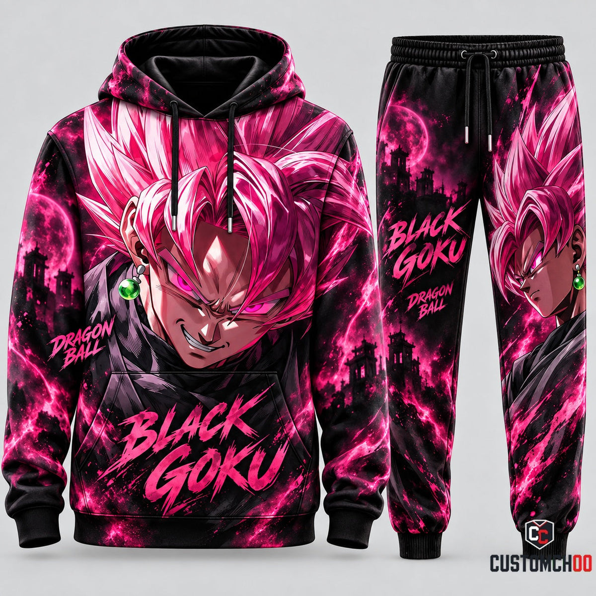 Black Goku Transformation Fan Set — Dragon Ball Hoodie & Sweatpants